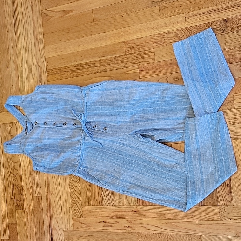 Prana Wayferers Striped Jumpsuit Romper Hemp Organic Cotton Blend Blue S… - Picture 6 of 11